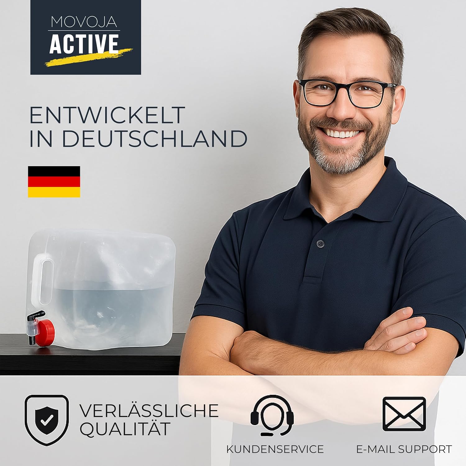 4 Stück faltbare 10 L Wasserkanister mit praktischem Ausgießhahn, Tragegriff und Schraubdeckel, 100 % auslaufsicher, für Camping, Outdoor etc. – Bild 7