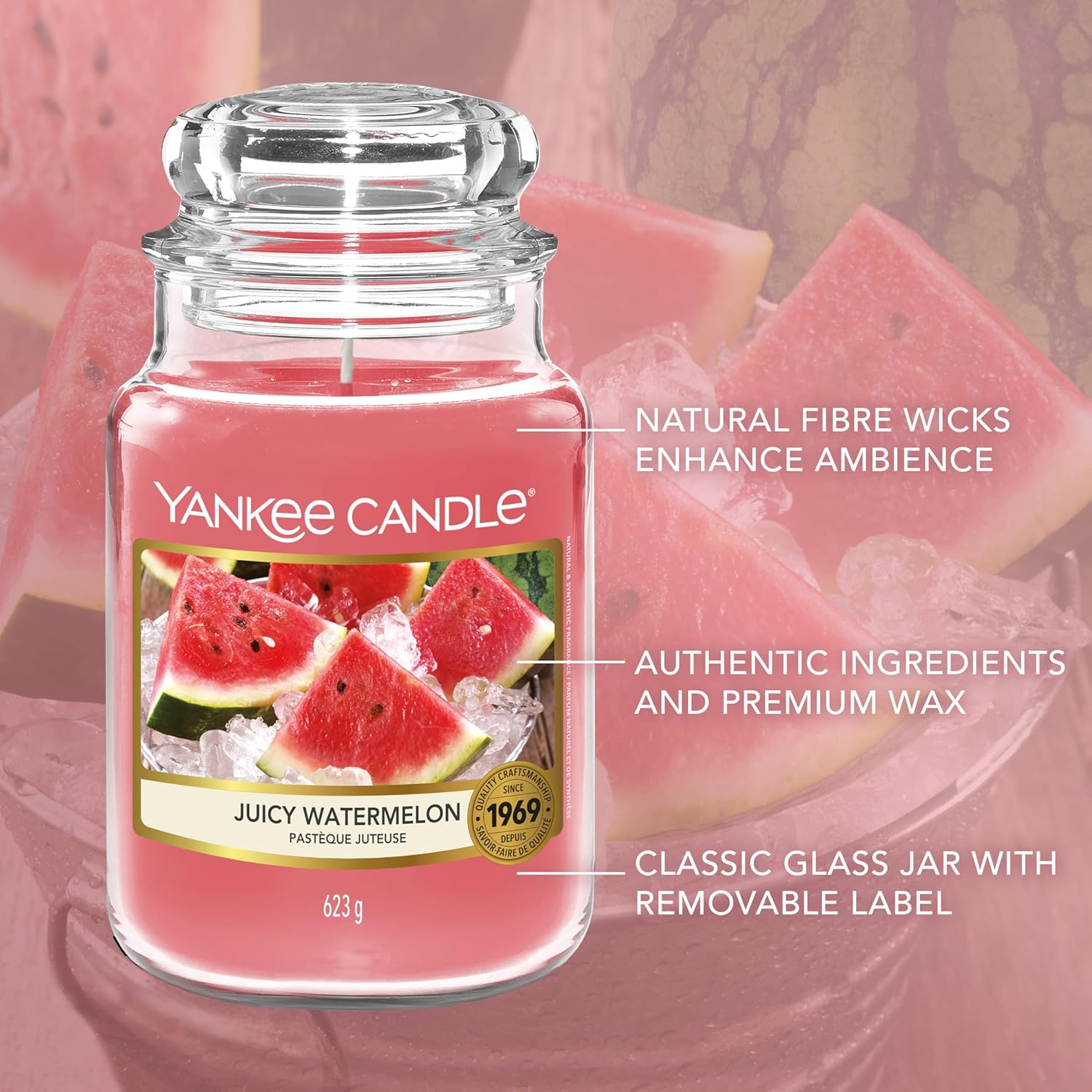 Yankee Candle Duftkerze im Glas (groß) | Saftige Wassermelone | Kerze mit langer Brenndauer bis zu 150 Stunden | Perfekte Geschenke für Frauen – Bild 4