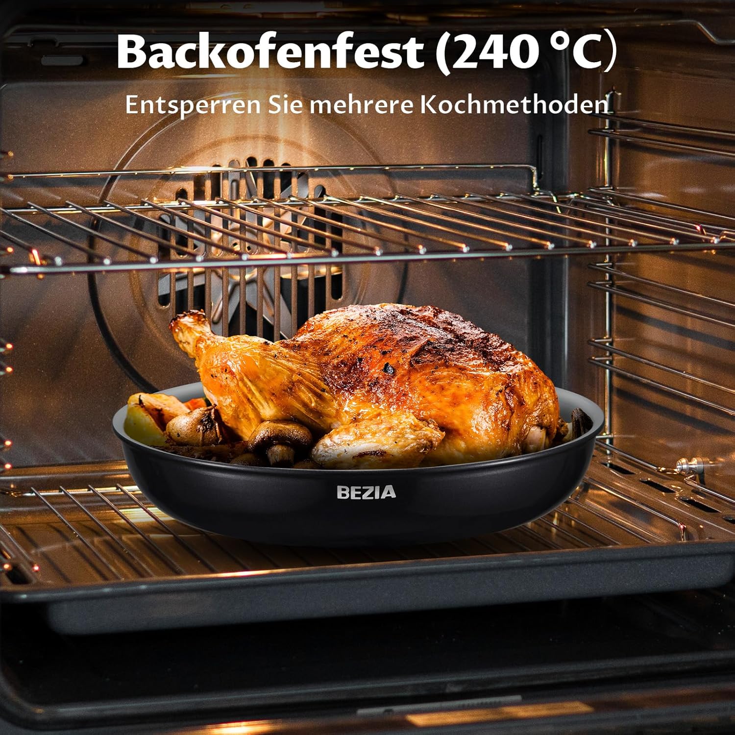 BEZIA Keramik-Topfset mit abnehmbarem Griff, 10-teiliges Topf- und Pfannenset für Camping und kleine Küche, stapelbares Pfannenset Induktion, PTFE/PFAS-frei, ofenfest bis 240 °C – Bild 7