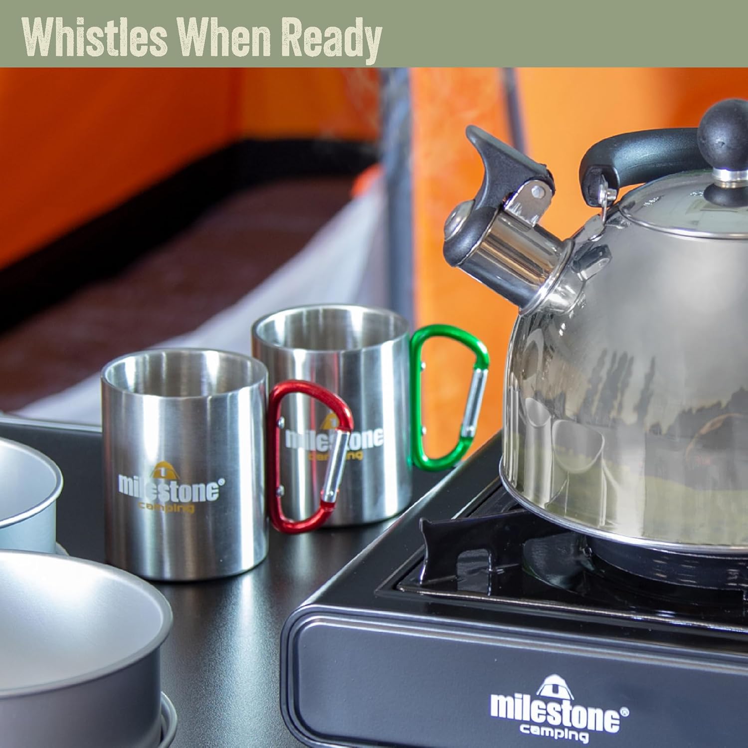 Milestone Camping Pfeifkessel Teekanne Kaffeekanne Indoor Outdoor Camping Wandern Picknick – Bild 9