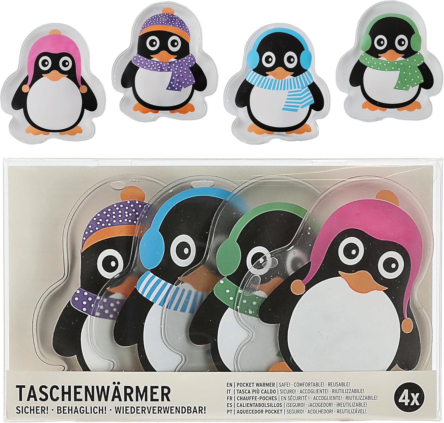 Cepewa Taschenwärmer Pinguin Tolle Handwärmer Taschen-Heizkissen 4er-Set – Bild 3