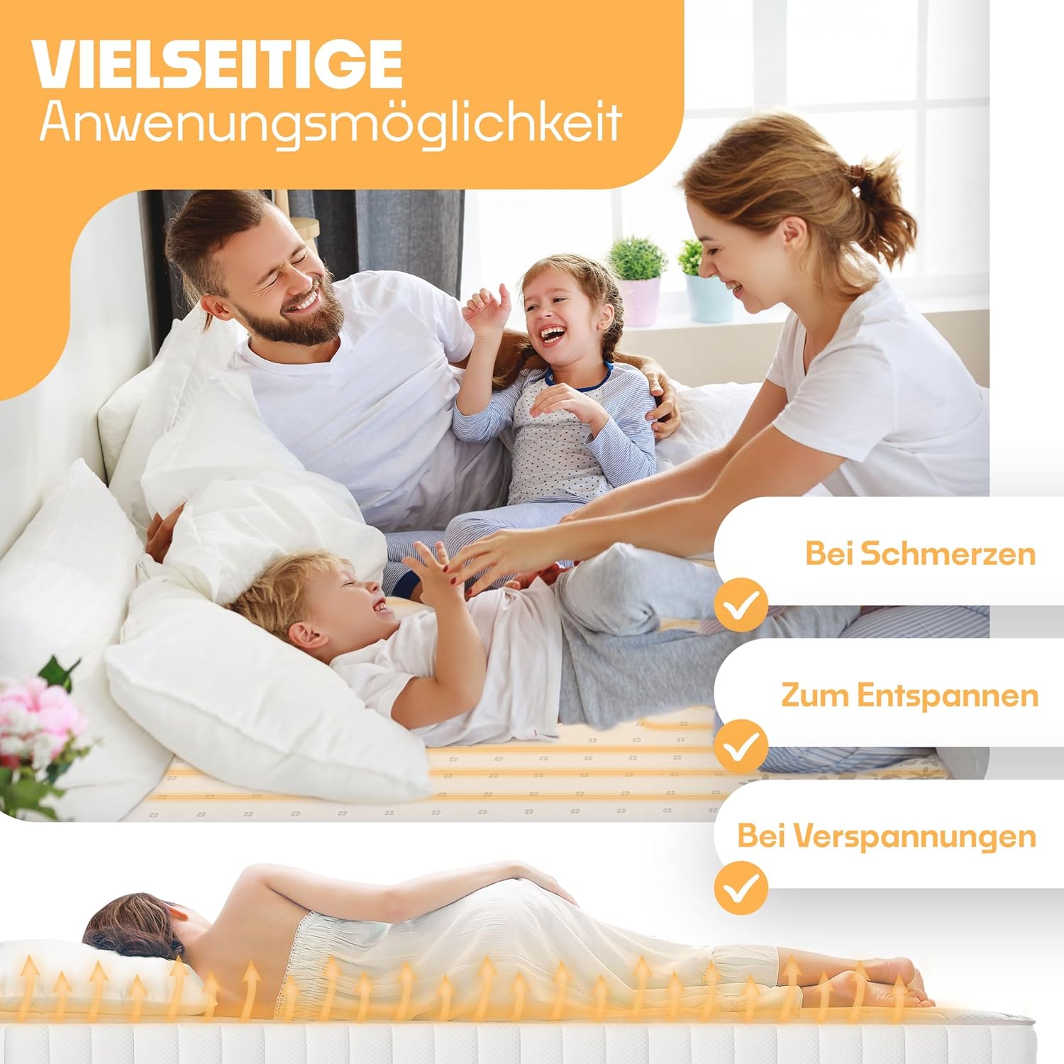 KESSER Doppel-Thermo-Unterbett 160 x 140 cm mit automatischer Abschaltung, 2 Temperaturzonen, ferngesteuerte Heizdecke mit 3 Temperaturstufen, beheizte Bettunterlage fürs Bett, warme Decke aus weichem Fleece, weiß – Bild 5