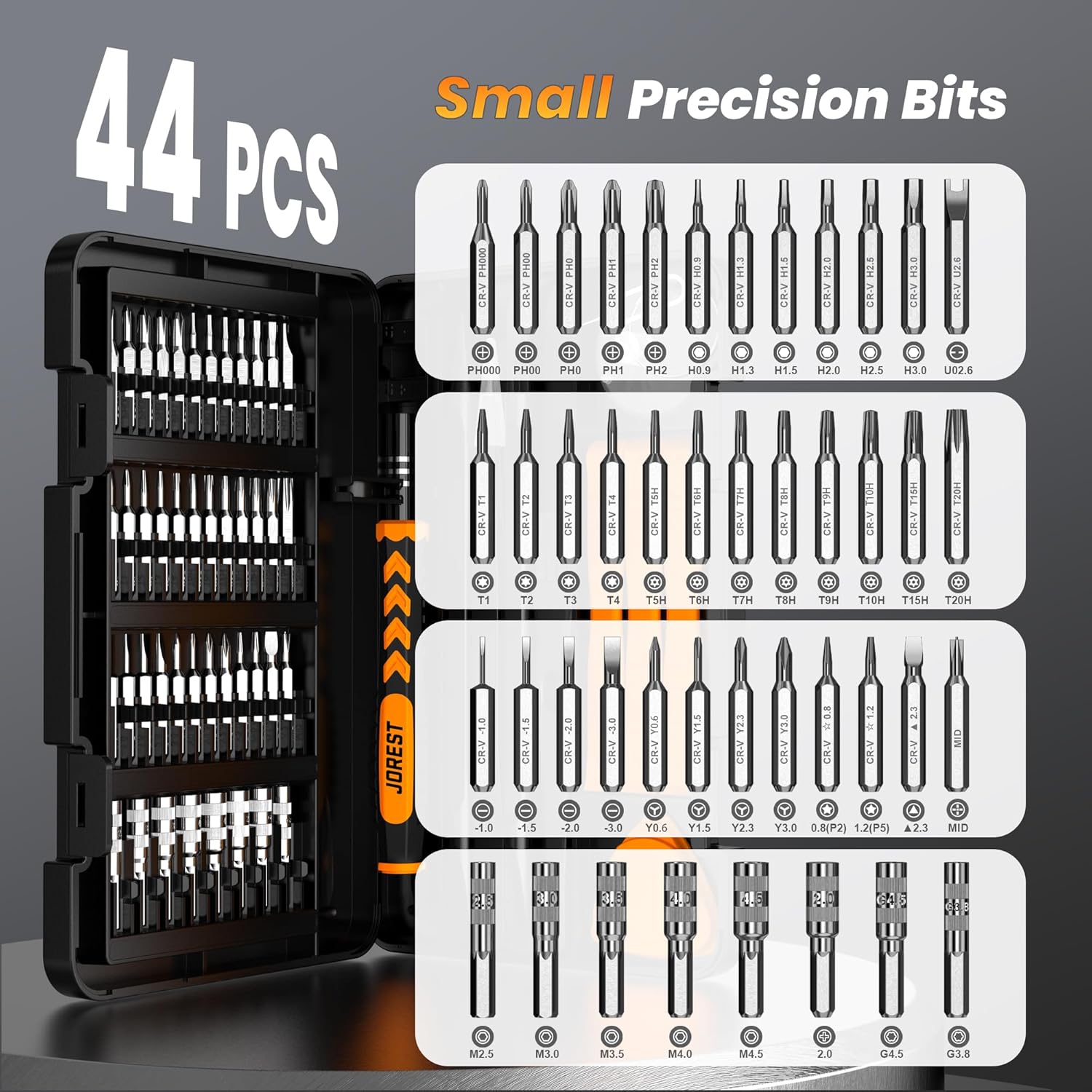 JOREST 59-teiliges Präzisionsmechanik-Schraubendreher-Set, Mini-Werkzeug mit Torx T5 T6 T8, T9, P5 usw., Reparaturset für iPhone, Laptop, MacBook, Computer, PC, iPad, Switch, PS4, Xbox, Brillen, Uhren usw – Bild 3