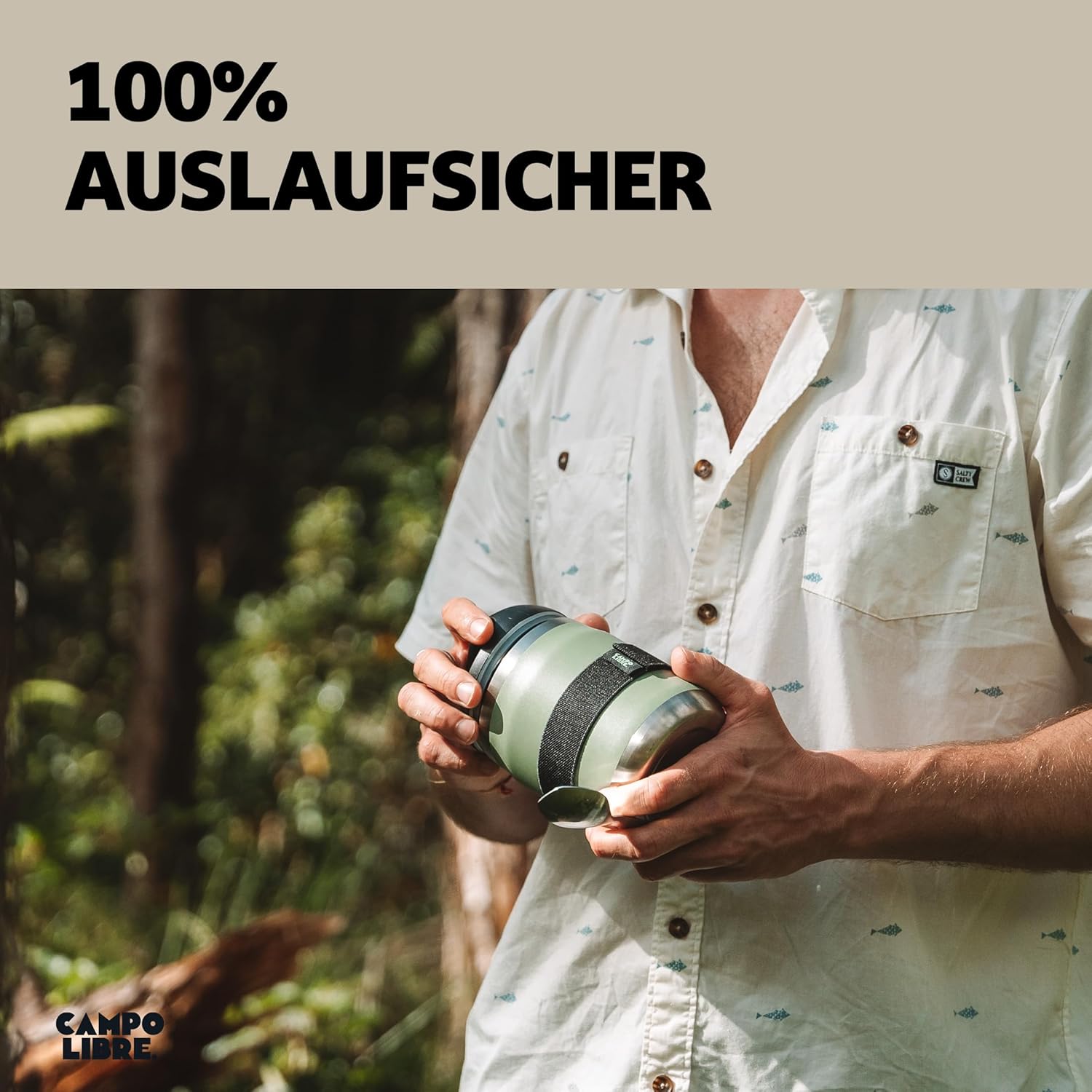 Campo Libre. Lotta, Thermobehälter für Lebensmittel, Edelstahl-Thermobecher Essen mit Löffel, Warmhaltebehälter, Müslibecher oder Babybrei, Warmhaltebox, Thermo-Speisebehälter, grün, 600 ml – Bild 7