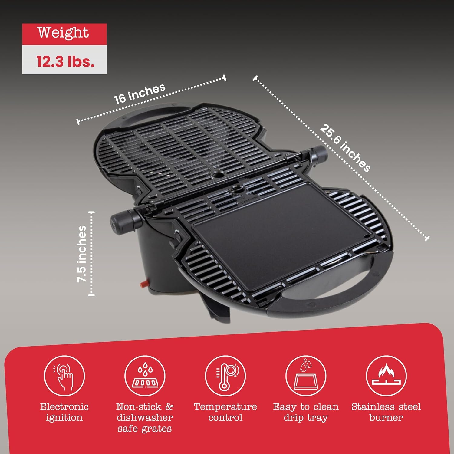 NOMADIQ BBQ Camping Tischgrill Kompakt 2 Brenner Gasgrill Camping Gasgrill Balkon Wohnmobil Grillplatte Tragbarer Outdoor Grill Outdoor Herd (Schwarz 2.0) – Bild 5