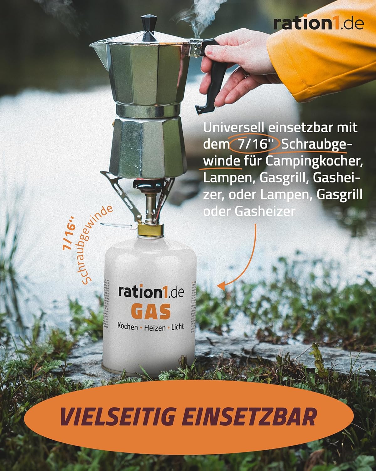 4 x Gaskartusche je 450 g, Gaskartuschen-Set von ration1, EN 417 Schraubkartusche, Ventilkartusche, Butan-Propan-Kartusche mit Gewinde für Campingkocher – Bild 4
