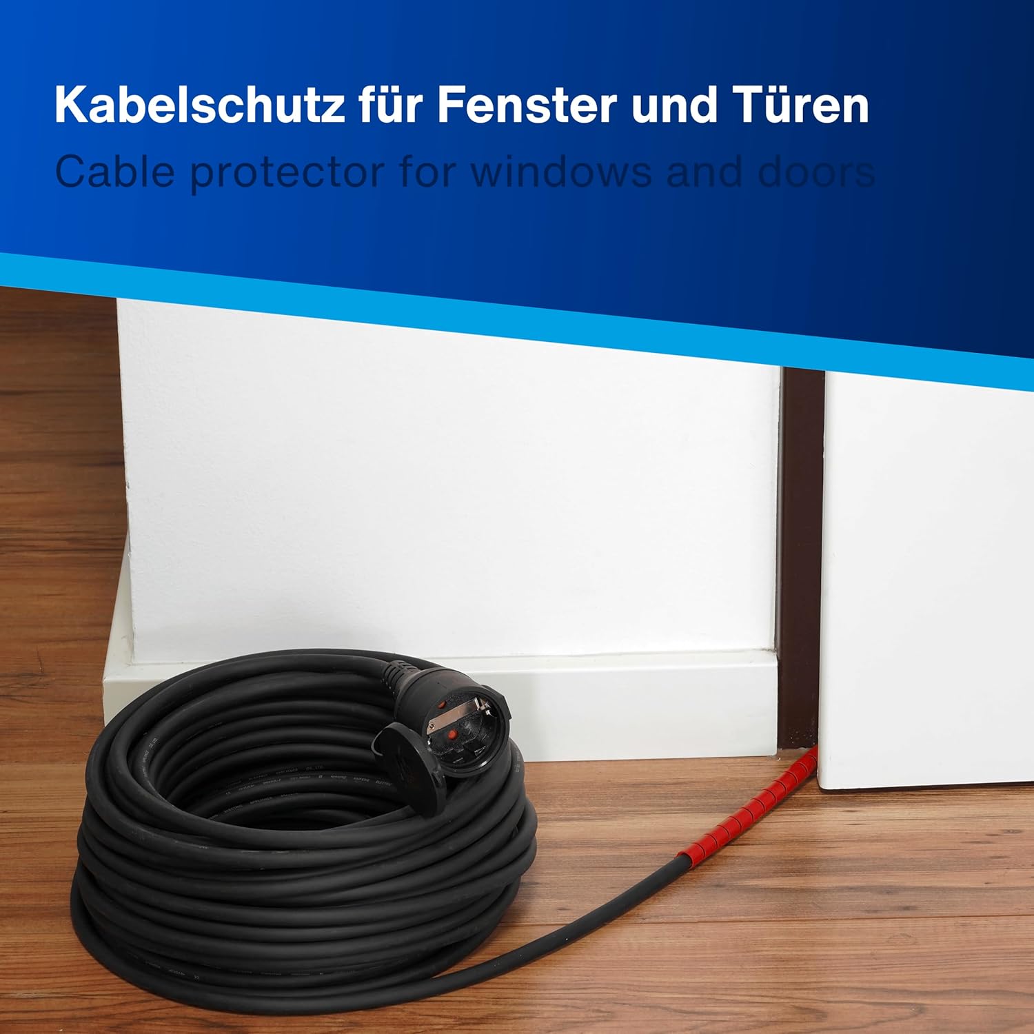REV H05RR-F Verlängerungskabel mit Kabelschutz, wasserdicht, 25 m, 3680 W, Schwarz – Bild 9