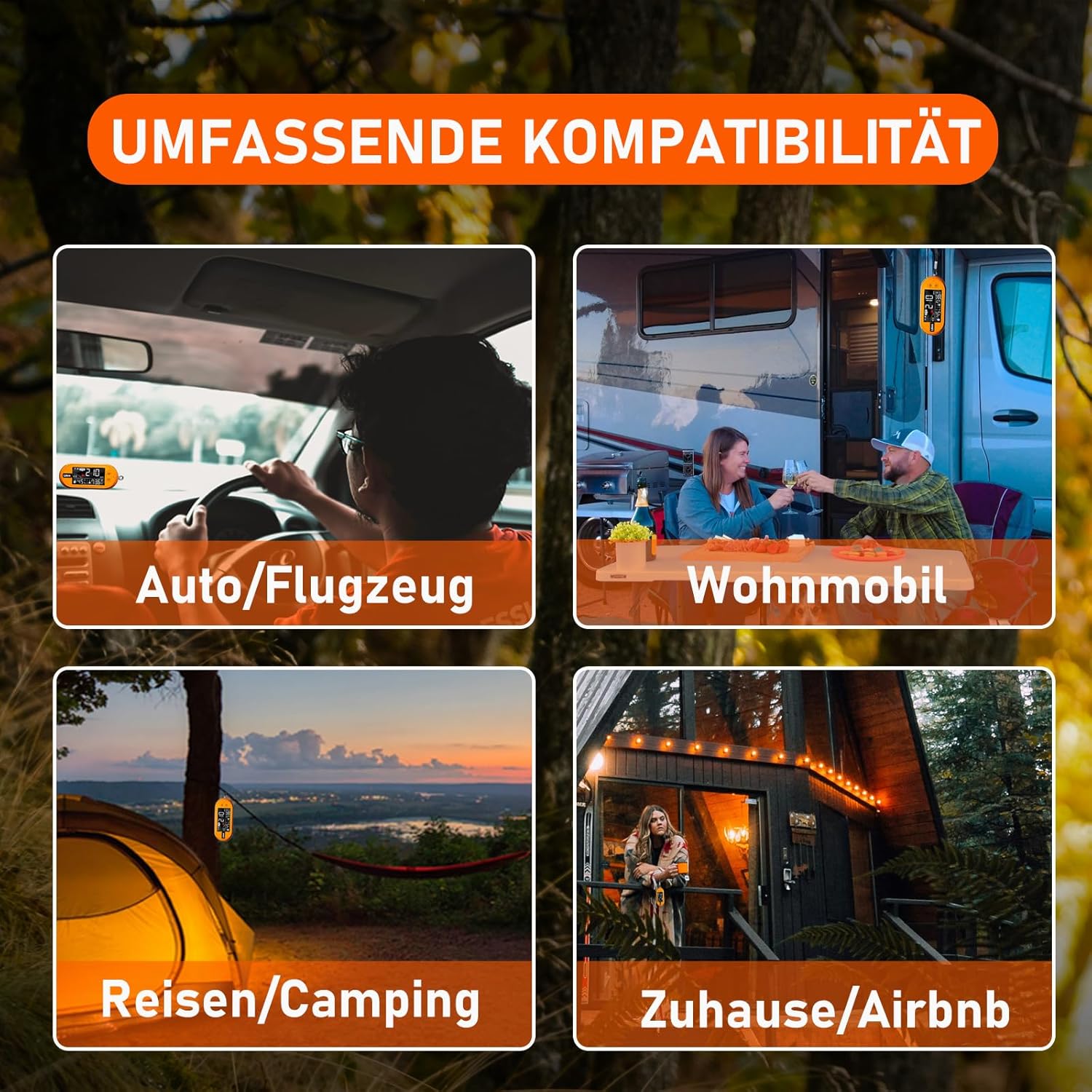 Tragbare CO-Detektoren von LSENLTY unterstützen 500 Stunden Standby-Zeit, 3-in-1-CO-Detektor (Temperatur, Luftfeuchtigkeit und CO), Alarmfunktion und Lanyard-Design für Camping, Reisen, Autos, Orange – Bild 7