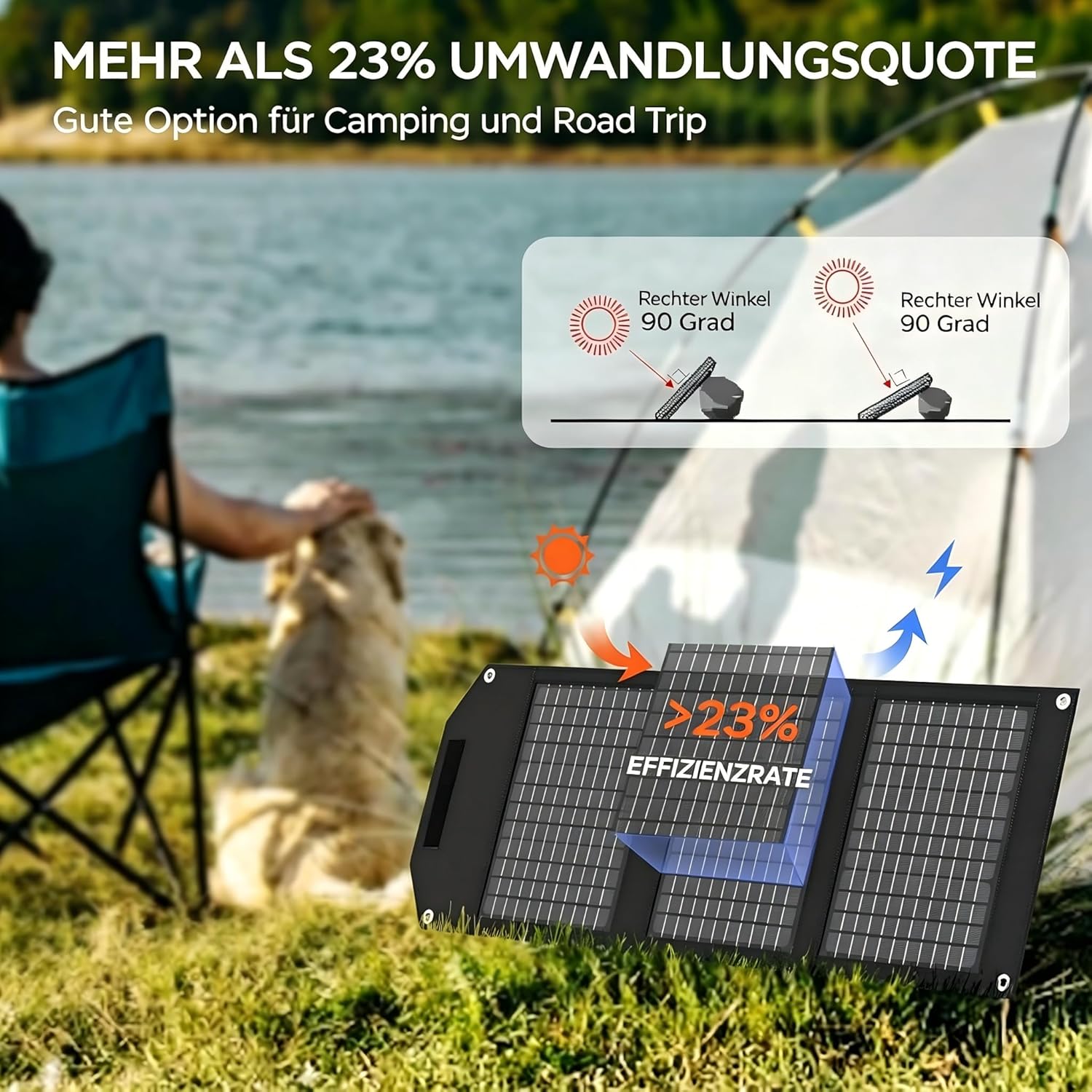 MARBERO faltbares Solarpanel 30 W 16,5 V, kompaktes und leichtes Solarladegerät mit QC3.0 USB, Typ-C und DC-Ausgang – ideal für Smartphone, Tablet, Powerbank, Camping, Wandern, Outdoor – Bild 8