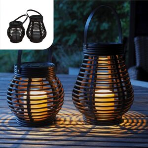 Gadgy® Solar-Laternen-Set, Rattan-...