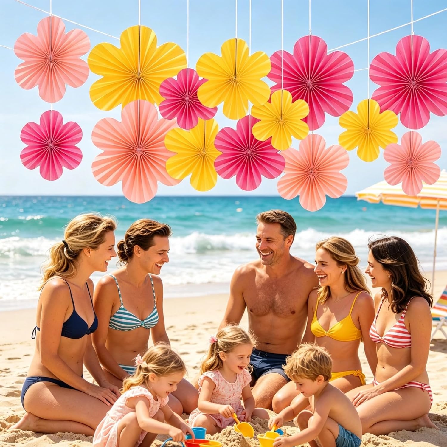 9 Stück Papierfächer Dekoration Papierblumen zum Aufhängen Rosa Blumen Papier Party Deko Set für Hochzeit Geburtstag Tischdeko Klassenzimmer Babyparty Fasching Deko – Bild 6