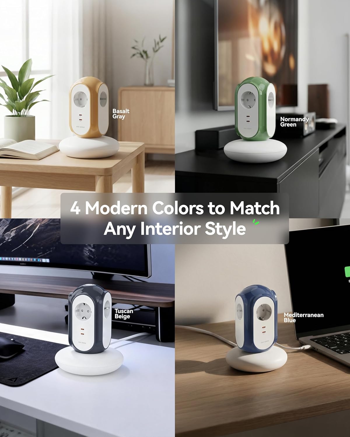 MiaoLab Steckdosenleiste mit 3 Steckdosen und 2 USB-C (30 W Schnellladung), 3680 W/16 A, 1420 J Überspannungsschutz, 479 g Basis, 2 m Verlängerungskabel, Überlastschutz, kompatibel mit Typ C/E/F – Bild 9