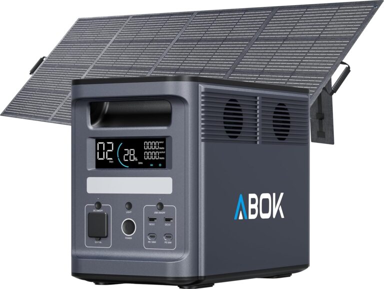 ABOK Ark2000 Tragbares Kraftwerk mit 400 W Solarpanel, 1536 Wh LiFePO4, erweiterbar auf bis zu 4,6 kWh, 1,3 Stunden Schnellladung, 2000 W AC-Solargenerator mit USV und App für Camping, Notfälle und Wohnmobile