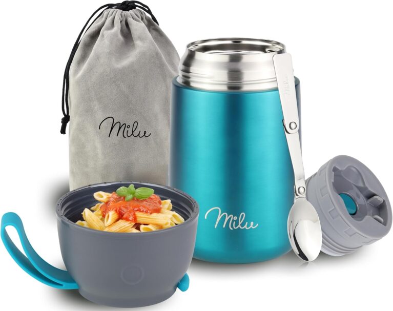 Milu® Thermo-Speisebehälter, 450/650 ml, Edelstahl, Wärmekonservierung, für Babynahrung, Müsli to go, Thermo-Lunchbox, grün (650 ml)