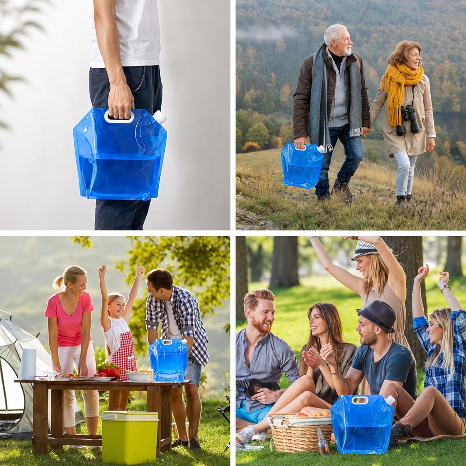 ElevaPulse 4 Stück faltbare Wasserkanister, Wasserkanister, 10 l, faltbarer Wasserkanister, Wasserkanister, Camping, Wasserbehälter für Outdoor-Festival, Wandern, Campingzubehör – Bild 6