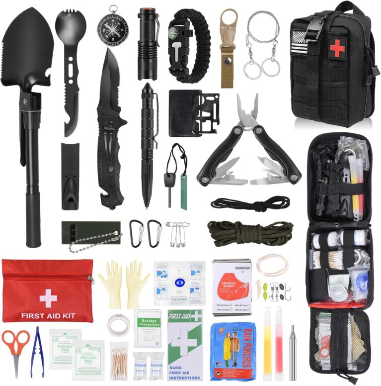 Outdoor-Notfall-Überlebensset, Erste-Hilfe-Set, Überlebensset mit Messer für Männer, Campin, Klappzange, Reiseabenteuer, Wandern, Outdoor-Abenteuer