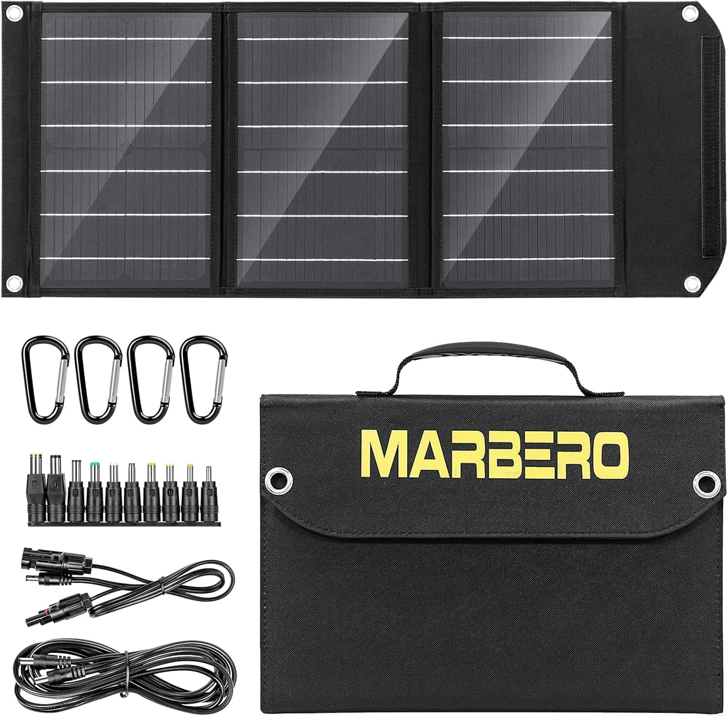 MARBERO faltbares Solarpanel 30 W 16,5 V, kompaktes und leichtes Solarladegerät mit QC3.0 USB, Typ-C und DC-Ausgang – ideal für Smartphone, Tablet, Powerbank, Camping, Wandern, Outdoor