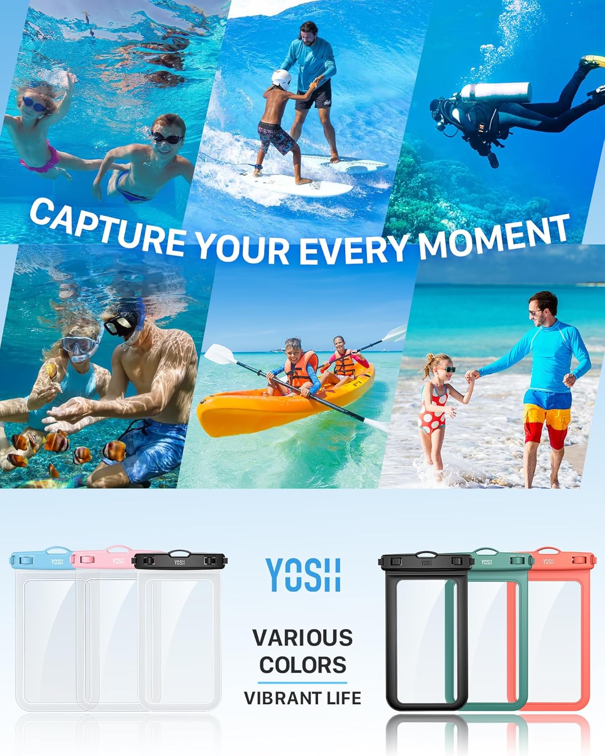 YOSH wasserdichte Handyhülle 7,0 Zoll Handy Wasser Schutzhülle zum Schwimmen, Baden und Kochen, IPX8 wasserdichte Handyhülle kompatibel mit iPhone 12 11 Pro XS Max XR X Samsung S8, 2 Stück – Bild 7