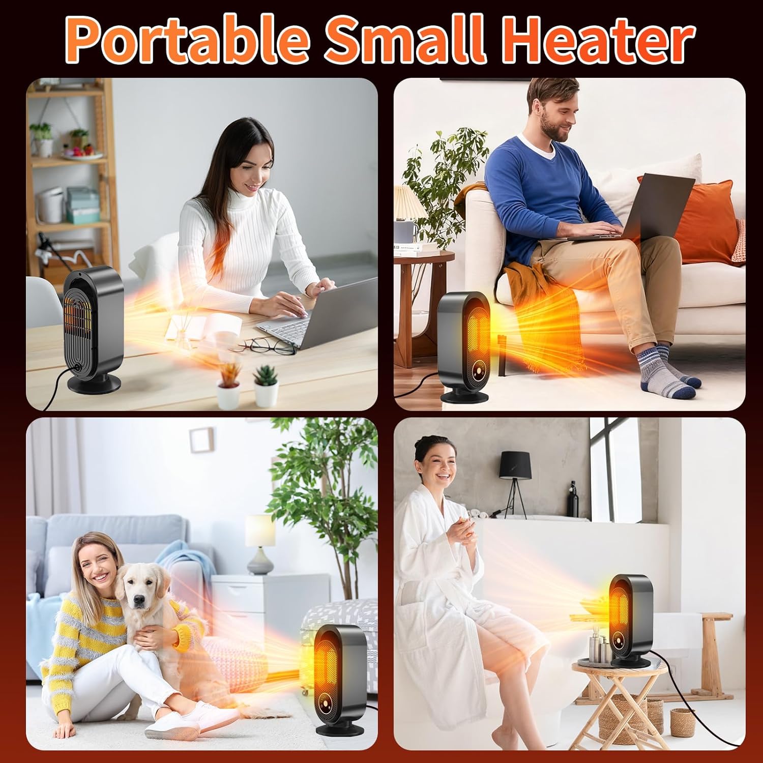 Heizlüfter, energiesparend, 800 W/1500 W, PTC-Heizlüfter, leiser Keramikheizer, einstellbare konstante Temperatur, tragbarer Heizlüfter, klein, Überhitzung & Kippschutz, für Schlafsaal, Büro, Zuhause – Bild 6