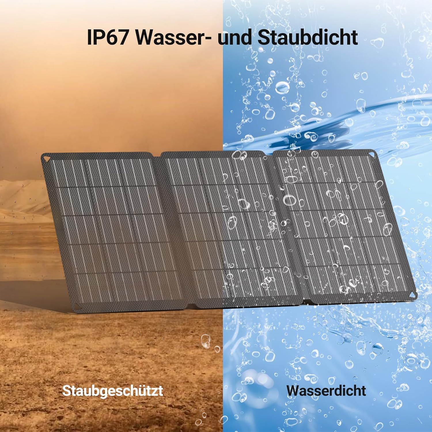 30W Solarpanel Faltbar, Tragbares Outdoor Solar Ladegerät IP67 Wasserdicht mit 3 Anschlüssen (USB-C+USB-A+DC) für Outdoor Camping, Smartphone, Mobile Powerbank – Bild 7