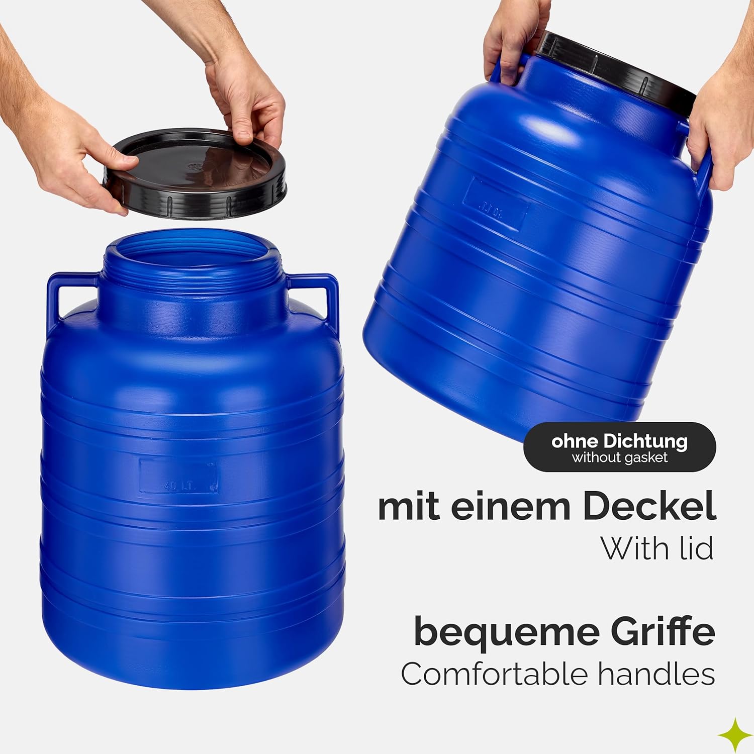 Garronda 40 Liter Weithalsfass aus BPA-freiem Futterfass, Universalfass, Futtertonne, Regentonne für den Garten, Regentonne mit Deckel, Regenwassertonne für den Garten, Wassertonne GD-0078, Blau – Bild 3