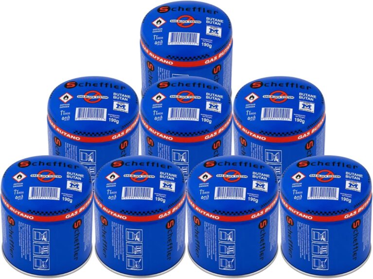 Campingman 8 x 190 g Gaskartusche mit Gasblocksystem – Typ 200 durchstechbare Kartusche kompatibel mit C206-Geräten – EN417 geprüfte Butan-Gaskartusche für Campingkocher, Gaskocher, Löten