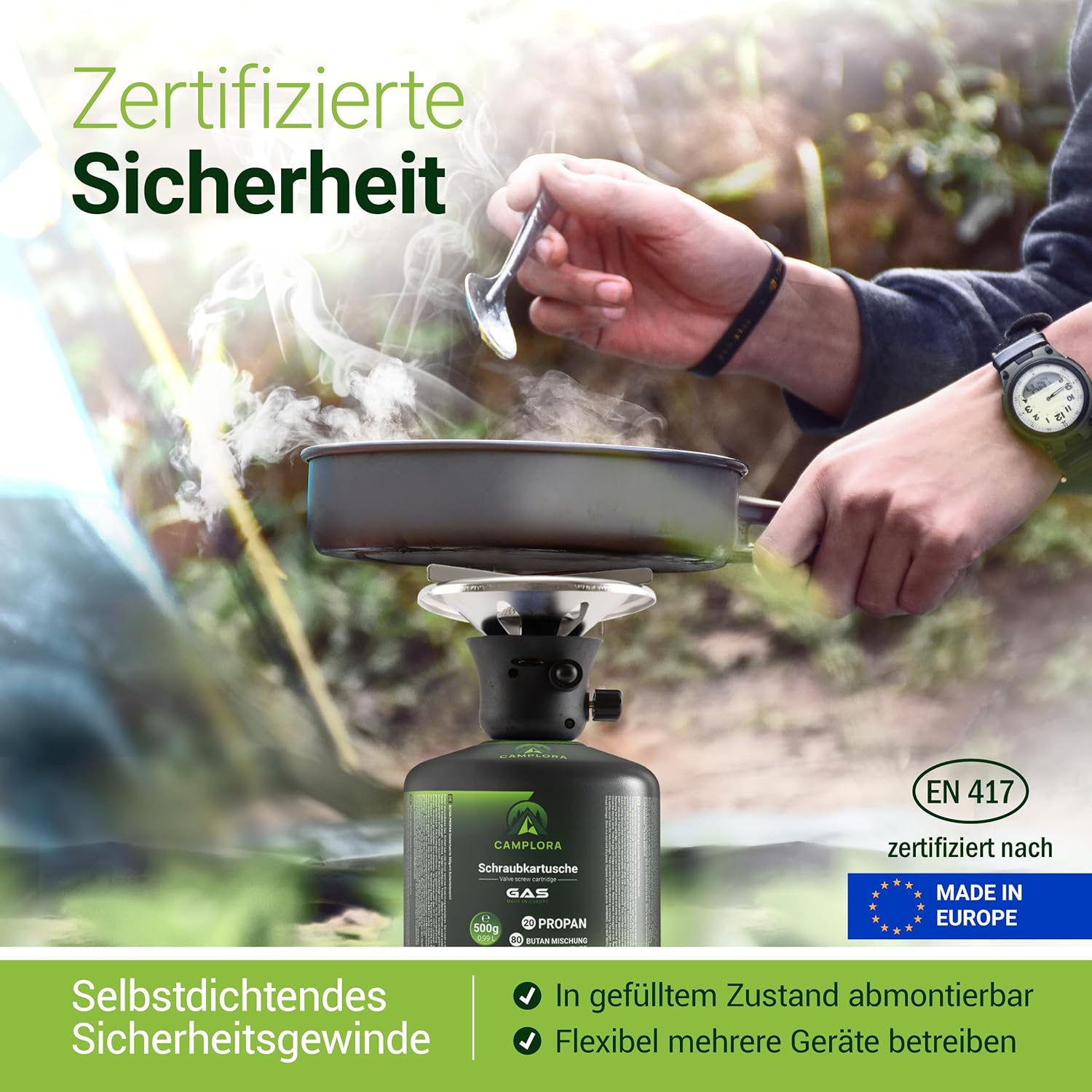 500g Butan-Schraubkartusche, Ventilkartusche, EN 417 Camping, Ventilschraubkartusche, EN521, Kartusche mit Gewinde für Butangas – Bild 4