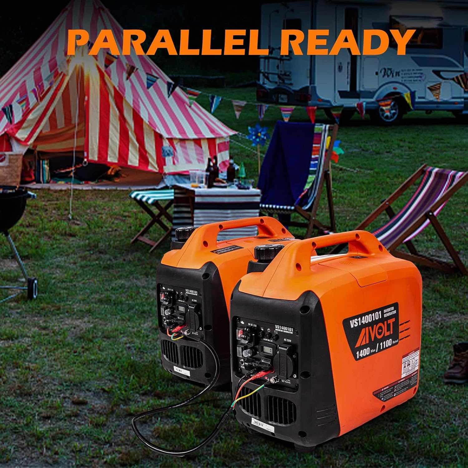 AIVOLT Inverter Stromerzeuger 1400 Watt Stromerzeuger Notstromaggregat Benzin Leise Generator für Camping, Festivals und Heimgebrauch mit 2 USB, 12V DC Steckdosen und 230V Steckdosen – Bild 7