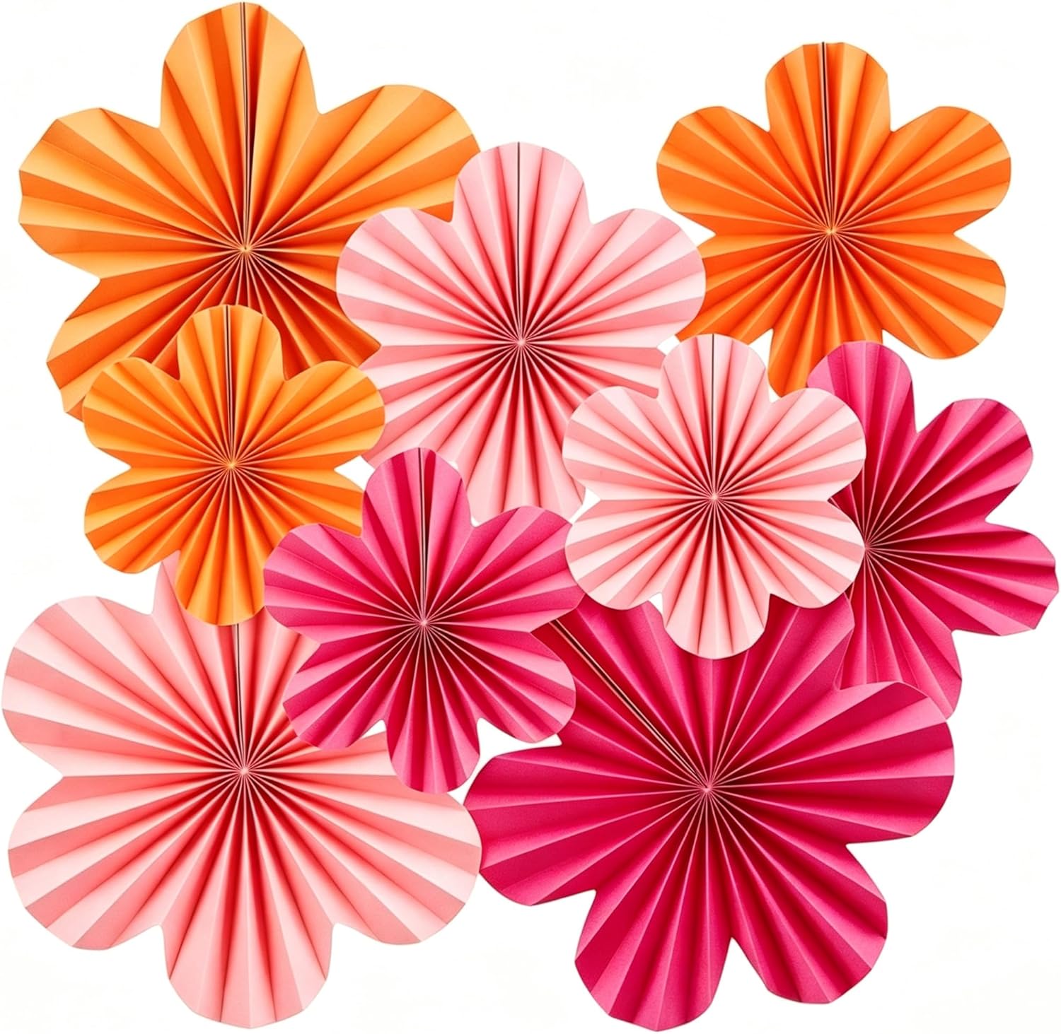 9 Stück Papierfächer Dekoration Papierblumen zum Aufhängen Rosa Blumen Papier Party Deko Set für Hochzeit Geburtstag Tischdeko Klassenzimmer Babyparty Fasching Deko