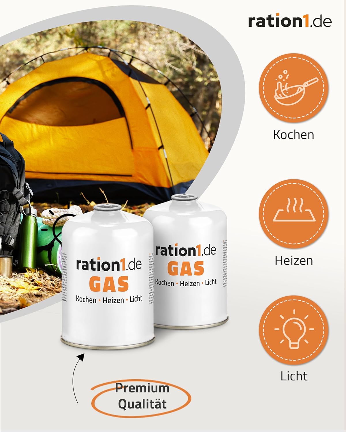 4 x Gaskartusche je 450 g, Gaskartuschen-Set von ration1, EN 417 Schraubkartusche, Ventilkartusche, Butan-Propan-Kartusche mit Gewinde für Campingkocher – Bild 3