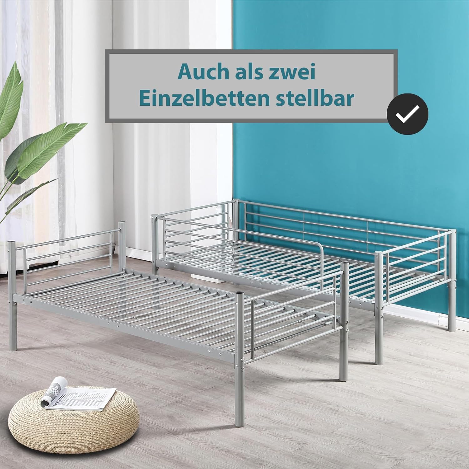Etagenbett BB Sport, Etagenbett aus Metall, Liegefläche 90 x 200 cm, teilbar in zwei Einzelbetten – Bild 6
