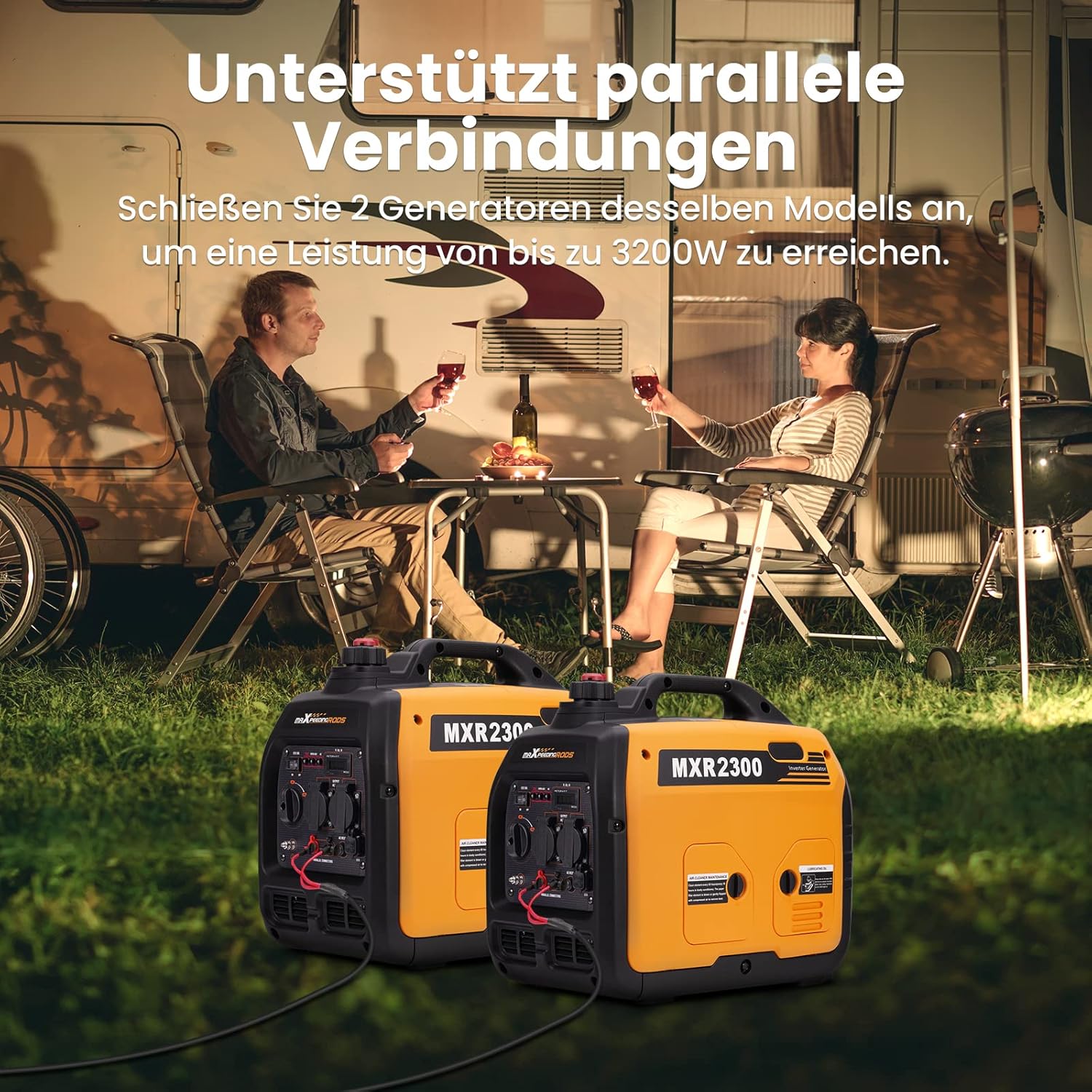 maXpeedingrods 2300W Inverter Stromgenerator Super Leise Tragbar für Outdoor Camping Wohnmobil 4-Takt Leichter Notstromgenerator Benzin für Reisen Garage Wohnwagen mit USB und 230V Steckdosen – Bild 3