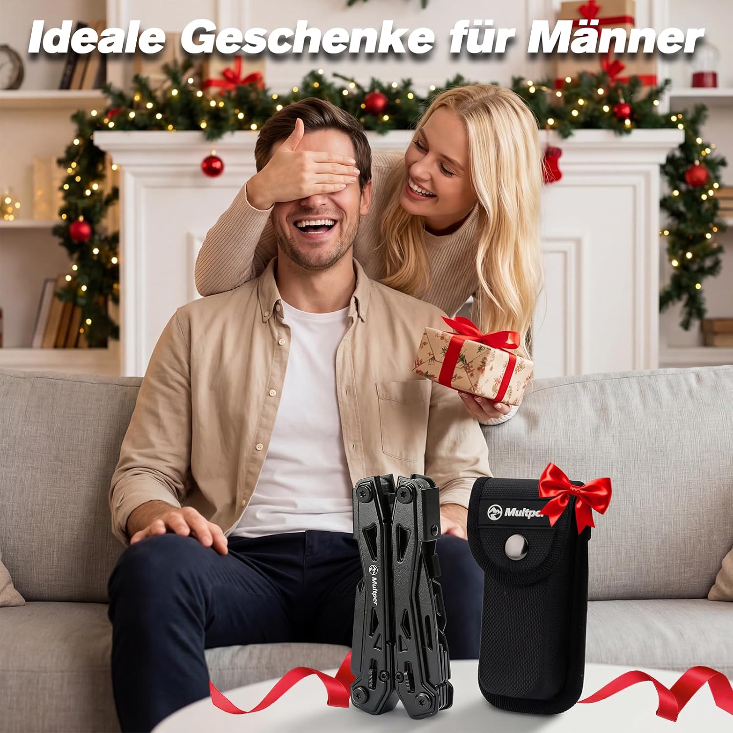 Multper Multitool Edelstahl Multifunktionswerkzeug mit EDC Taschenmesser Spitzzange Schraubendreher, DIY Outdoor Camping Wandern Survival Tool mit Tragetasche, Geschenk für Männer – Bild 8