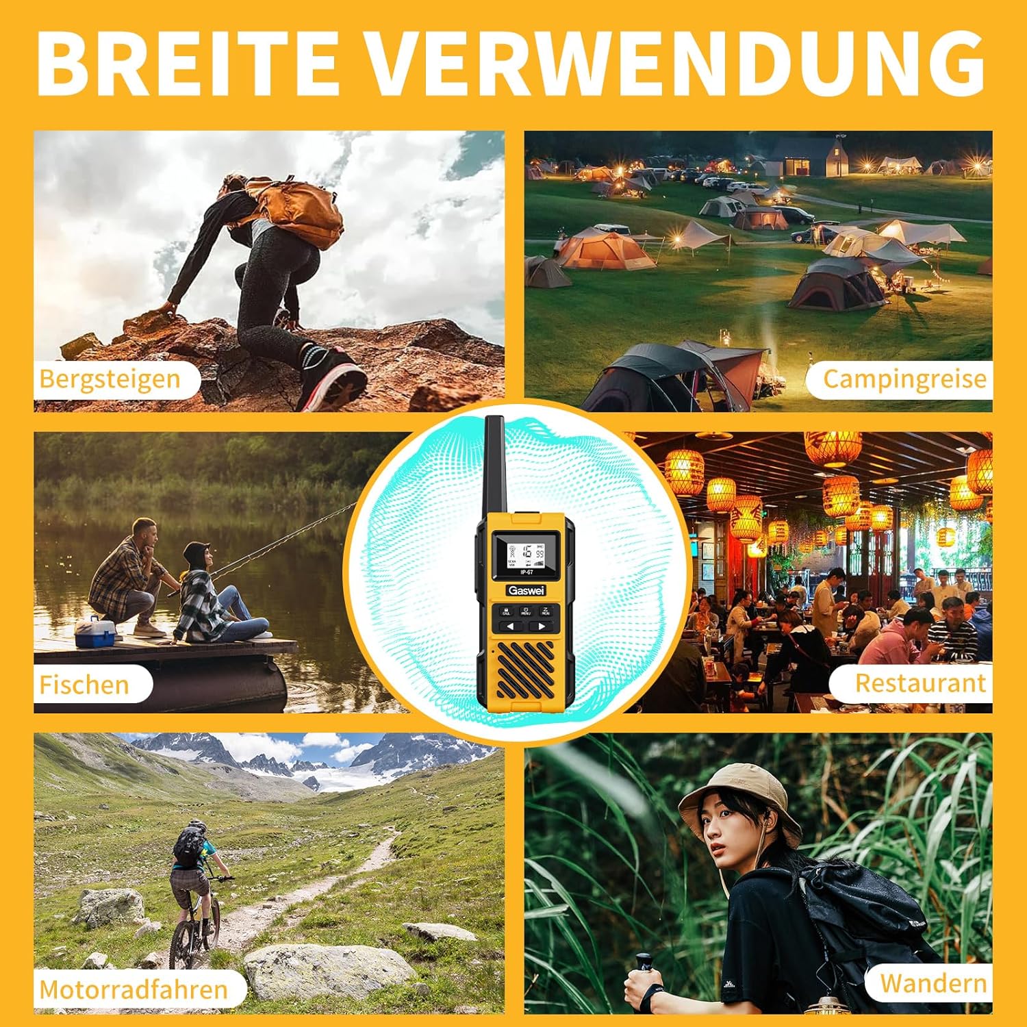 Gaswei G1pro Hochleistungs-Langstrecken-Walkie-Talkies für Erwachsene, wiederaufladbare Notfallfunkgeräte, 16-Kanal-Walkie-Talkie mit Lithium-Ionen-Akku, IP67 wasserdicht (4 Stück) – Bild 8