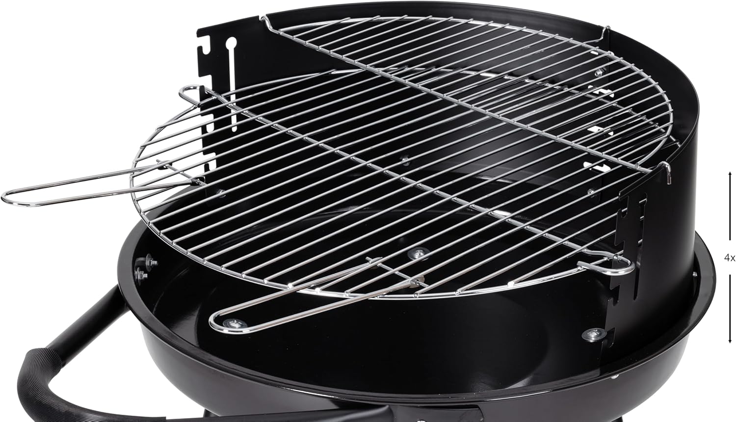 Tarrington House Deluxe Holzkohlegrill, Stahl, tragbarer, runder, höhenverstellbarer Grillrost, Durchmesser 48 cm, mit Rollen, Schwarz – Bild 7