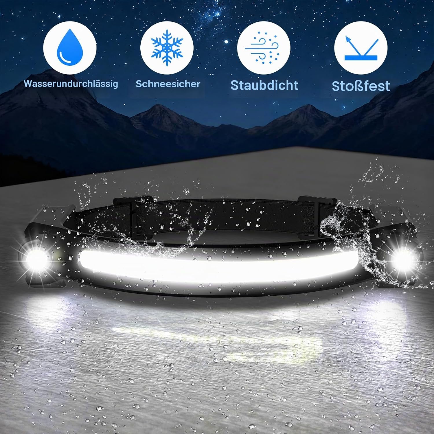 Stirnlampe LED wiederaufladbar 2 Stück mit rotem Licht 2 x PE 260° Breitstrahl Stirnlampe wiederaufladbar 8 Modi verstellbar IPX5 wasserdicht Stirnlampen für Erwachsene Kinder Joggen leicht – Bild 5