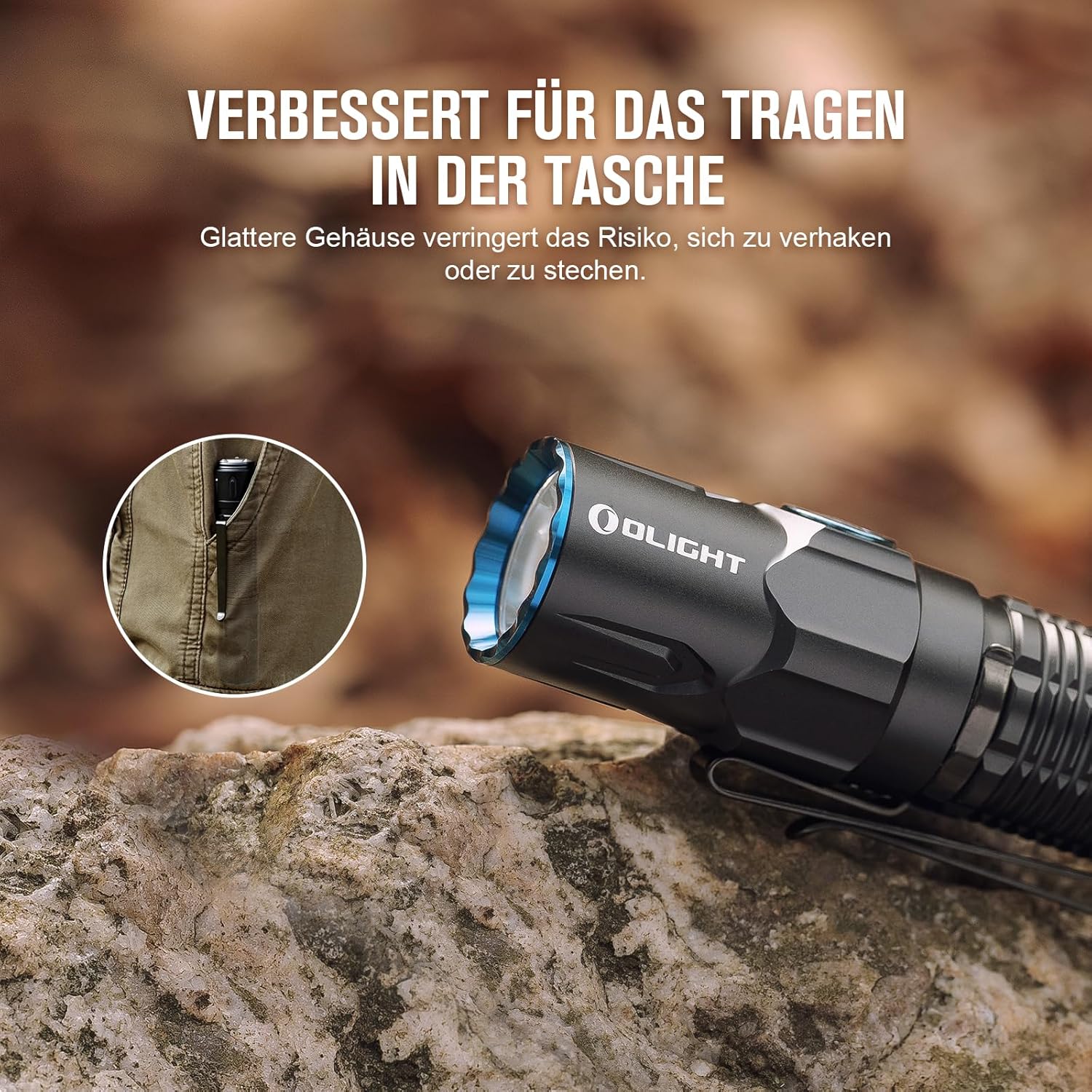 OLIGHT Warrior 3S Taktische Taschenlampe, 2300 Lumen, extrem hell mit 5 Modi, USB wiederaufladbar, mit Abstandssensor, IPX8 wasserdicht, für Camping, Wandern, Überleben und Suche (schwarz) – Bild 8