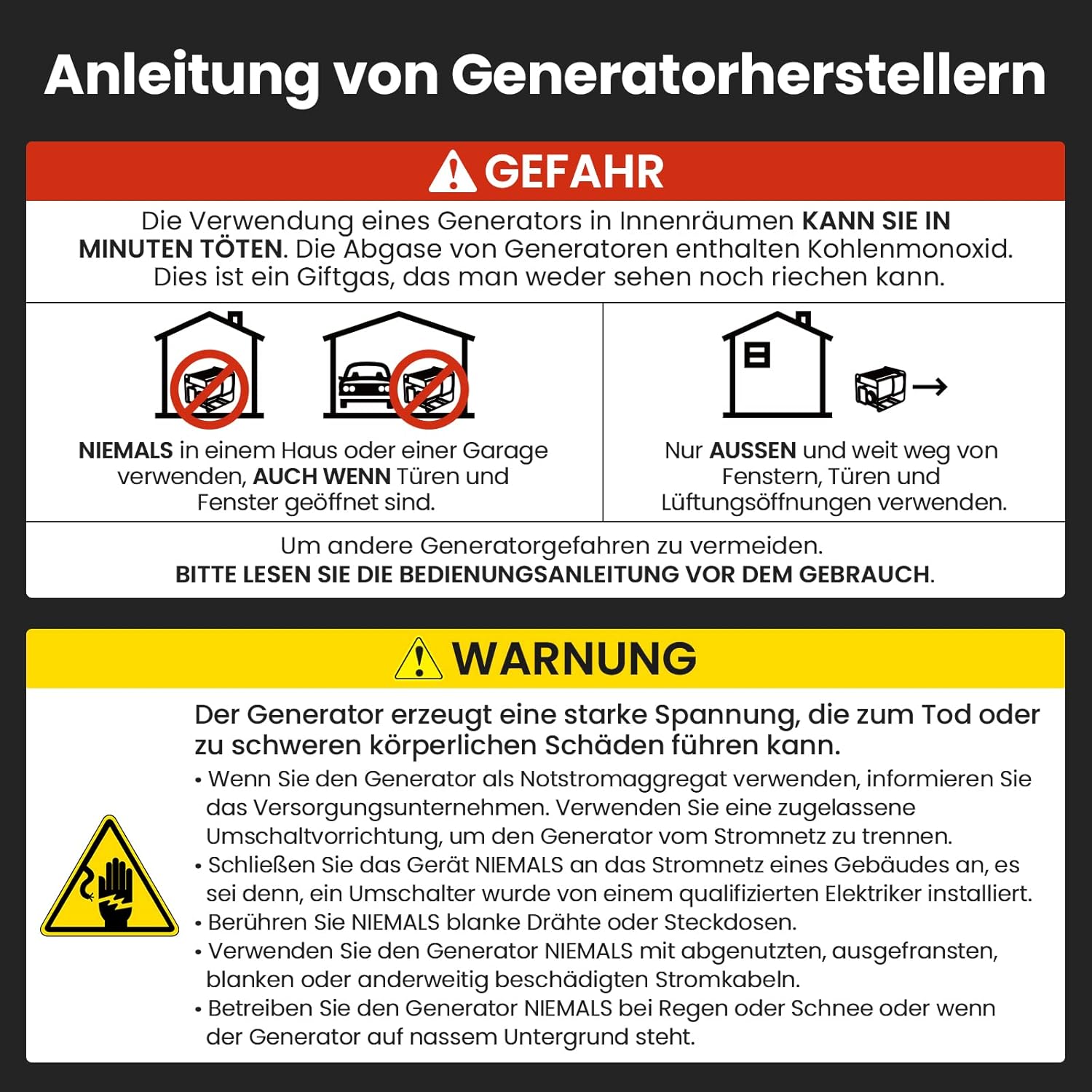 maXpeedingrods 1200 W Stromgenerator, tragbarer Inverter-Stromerzeuger, super leise, leicht, 11,5 kg, benzinbetrieben, 4-Takt, mit AC/USB-Buchse für Outdoor, Camping, Wohnwagen, Notstromaggregat, Garage – Bild 9