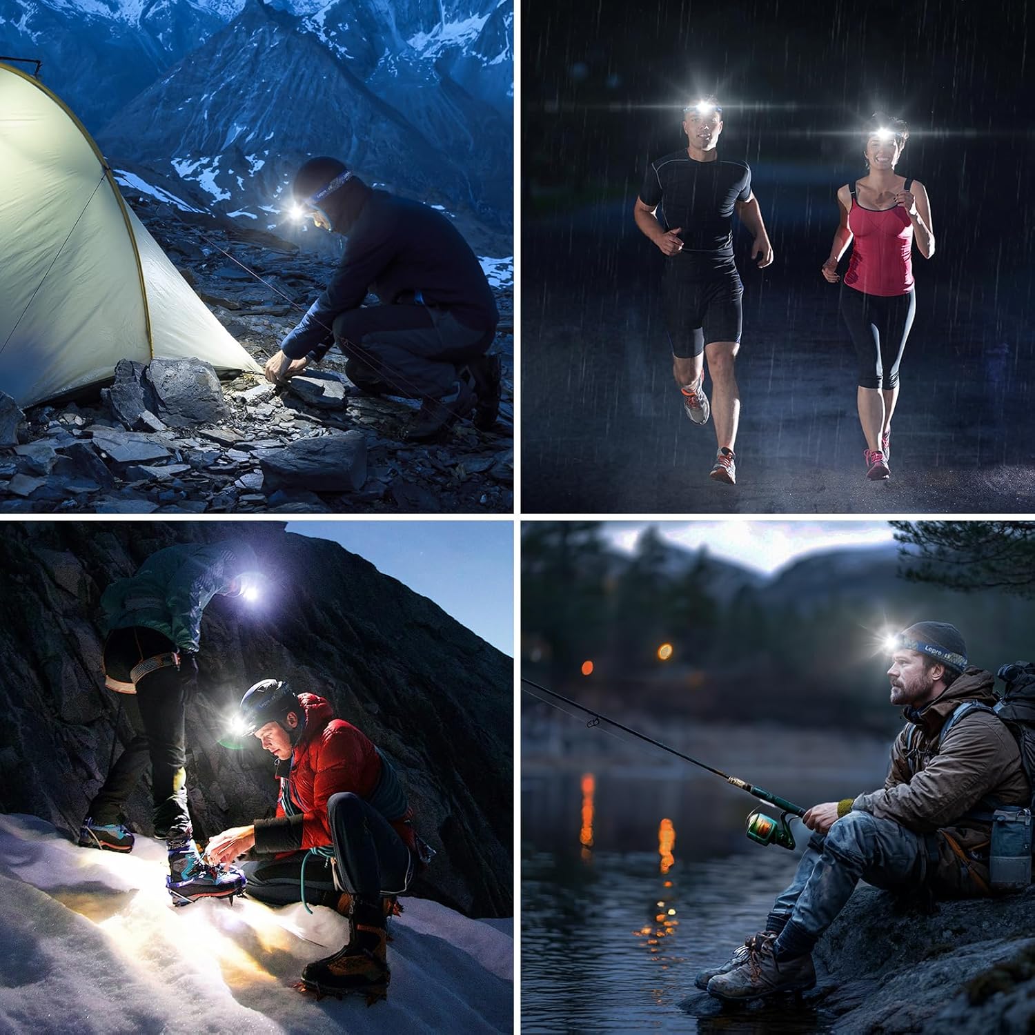 Lepro LED wiederaufladbare Stirnlampe, 2000 Lux superhelle Stirnlampe mit rotem Licht und 6 Lichtmodi, IPX4 wasserdichte Stirnlampe, ideal für Camping und Joggen, blau, 2er-Pack (inkl. USB-Kabel) – Bild 7