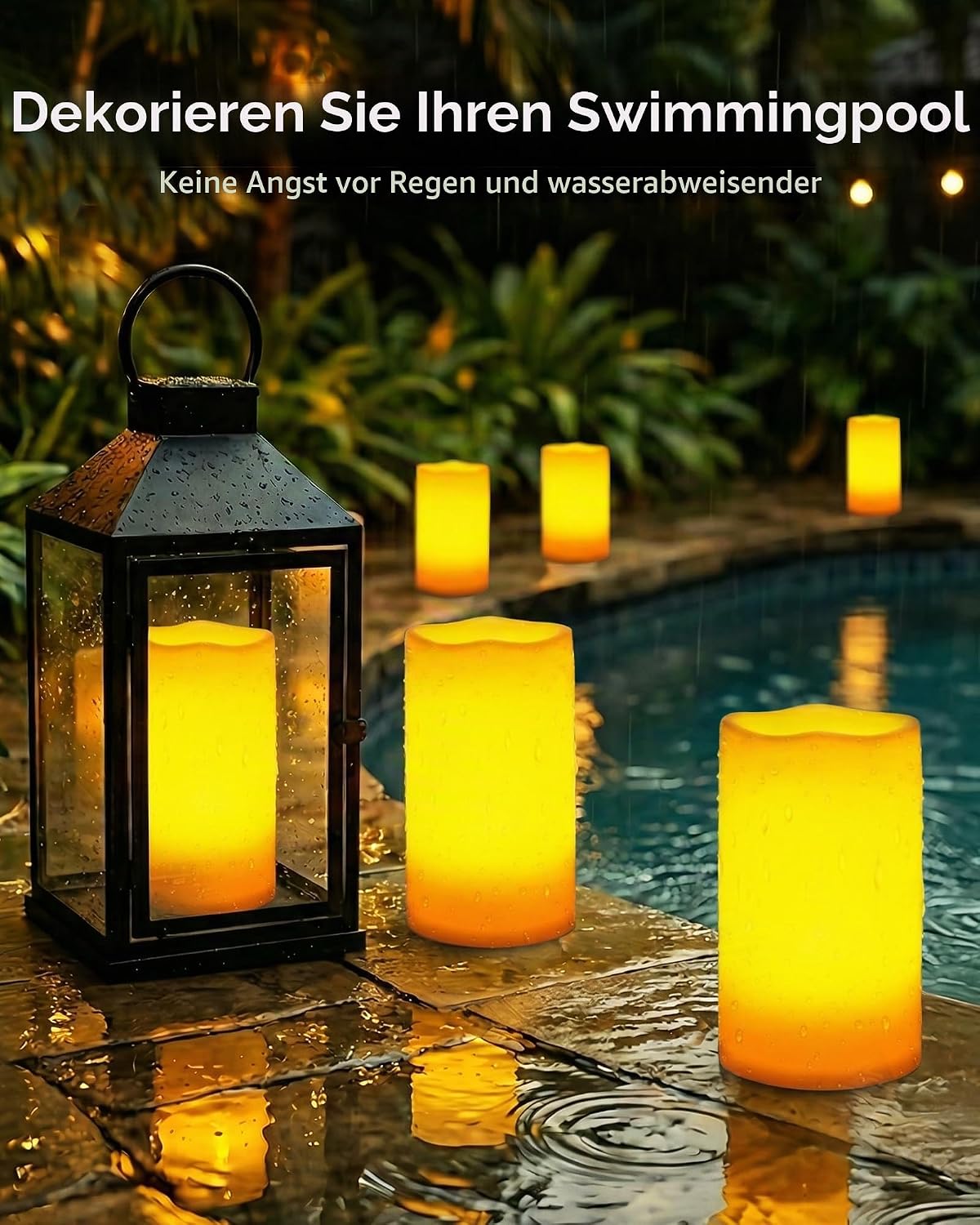 Homemory 15,2 x 30,5 cm große flammenlose Outdoor-Kerze, wasserdicht mit 6-Stunden-Timer, batteriebetriebene Kerze, elfenbeinfarbener Kunststoff, super lange Lebensdauer für ein halbes Jahr – Bild 7