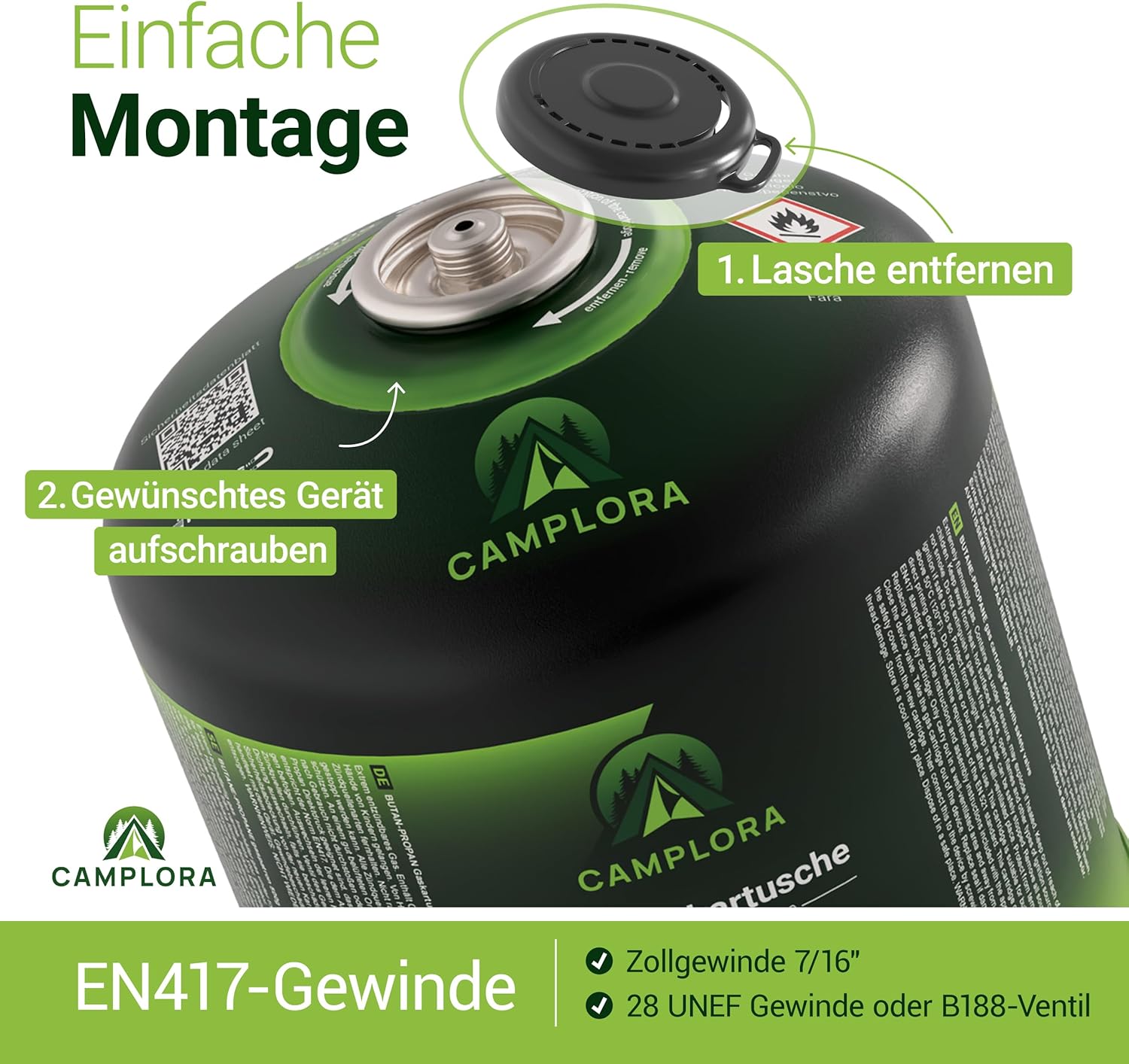 500g Butan-Schraubkartusche, Ventilkartusche, EN 417 Camping, Ventilschraubkartusche, EN521, Kartusche mit Gewinde für Butangas – Bild 5