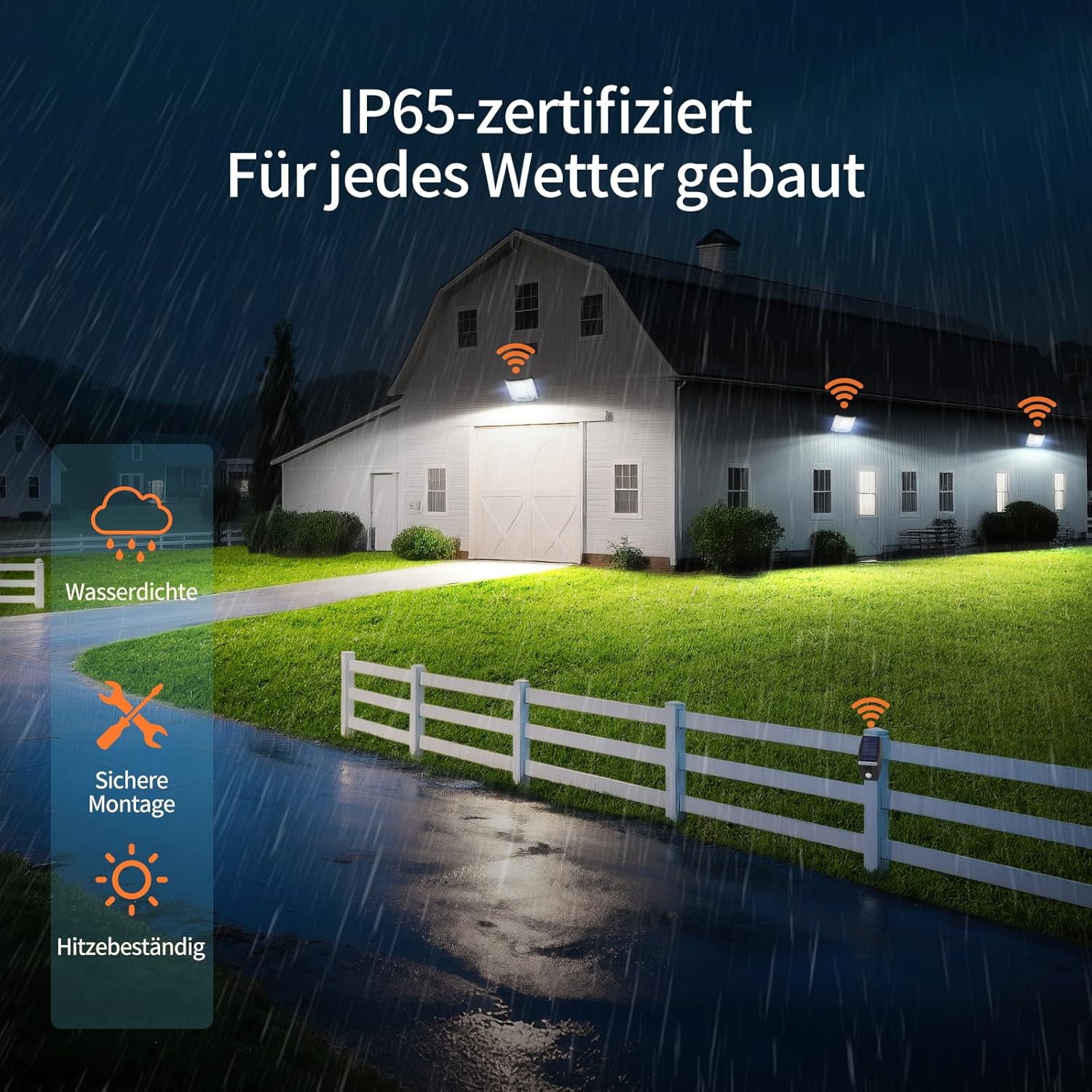 INTELAMP Solarleuchten für den Außenbereich mit Bewegungsmelder mit Fernbedienung, 4000LM Solarstrahler Außen 6500K Straßenlaterne Wandleuchte mit Bewegungsmelder Sensor Außenwegleuchte Außenstraßenlaterne – Bild 5