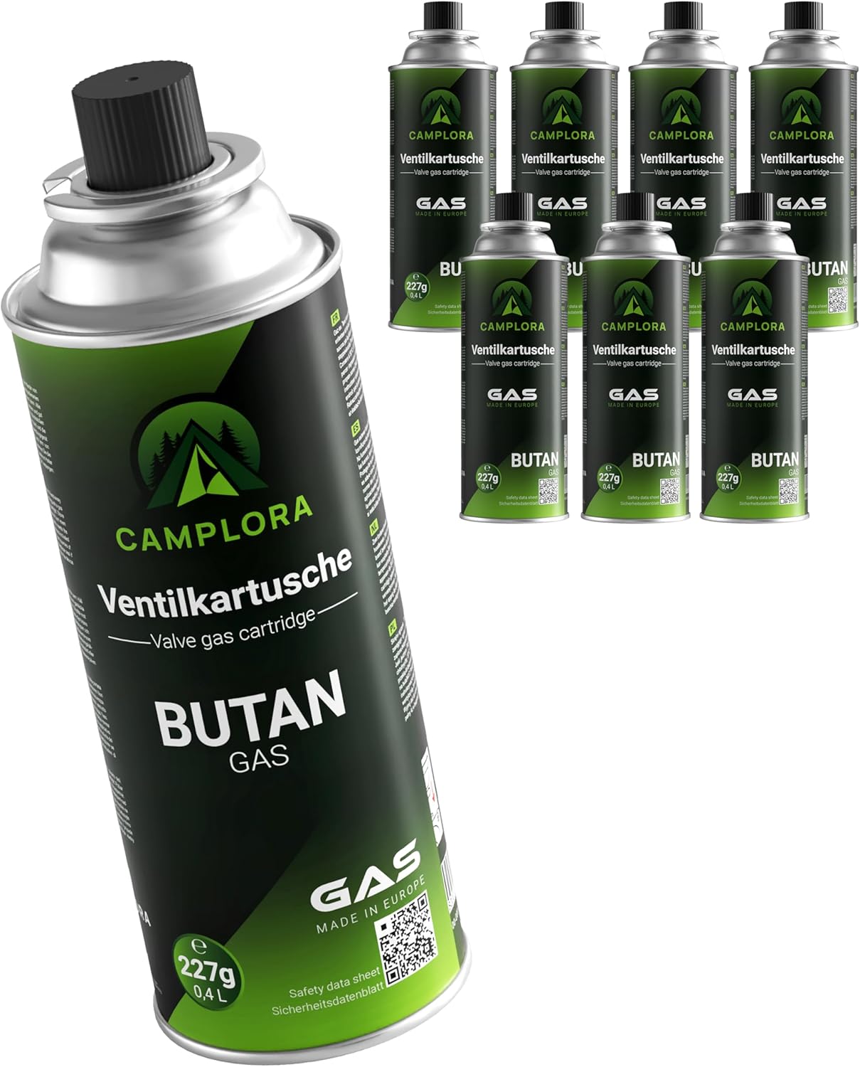 (6,75–15,31 EUR/kg) 227 g Butangaskartuschen mit Ventil für Grill, Lötlampe, Campingkocher, Gasheizung, Lötbrenner, Bajonettventilkartusche, Butangas, MSF-1a