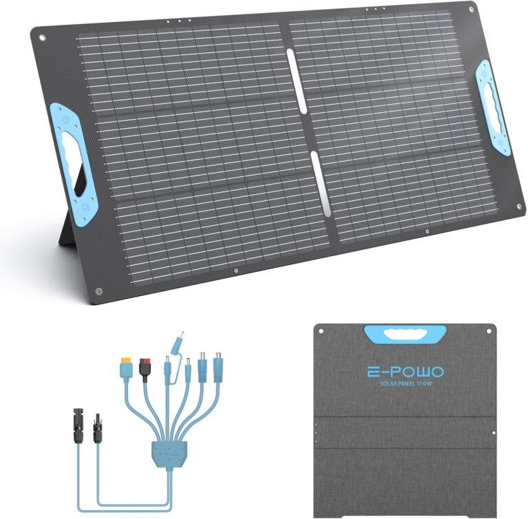 110 W faltbares Solarpanel mit USB-C PD 65 W und USB-A QC 3.0, IP67 wasserdicht, 23,5 % Effizienz ETFE-Ladegerät mit Ständer für Camping, Wohnmobil, Kraftwerk, Laptop, Smartphone, Tablet