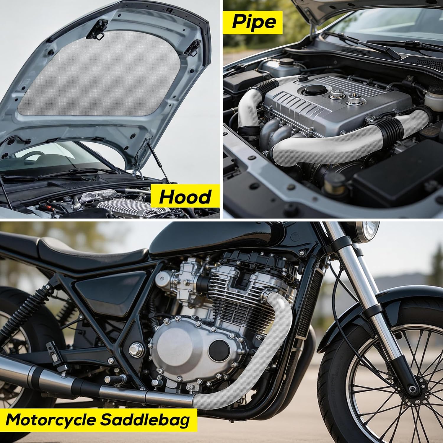 PAWBOSE Hitzeschild aus Aluminium für Kraftfahrzeuge, 30 x 30 cm – reflektiert 95 % der Strahlungswärme für den Schutz von Öfen, Auspuffanlagen, Motorrädern, Kaminen (silberfarben) – Bild 3