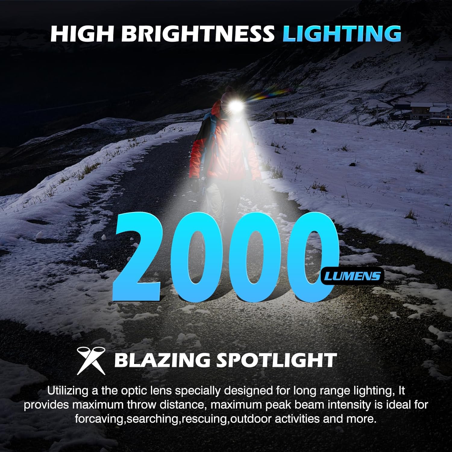 Stirnlampe, 2 Stück, superheller Bewegungssensor, 1500 Lumen, 11 Modi, Stirnlampe, USB wiederaufladbar, wasserdicht, leichte LED-Stirnlampe, perfekt zum Laufen, Wandern, Camping, Radfahren, Angeln. – Bild 4