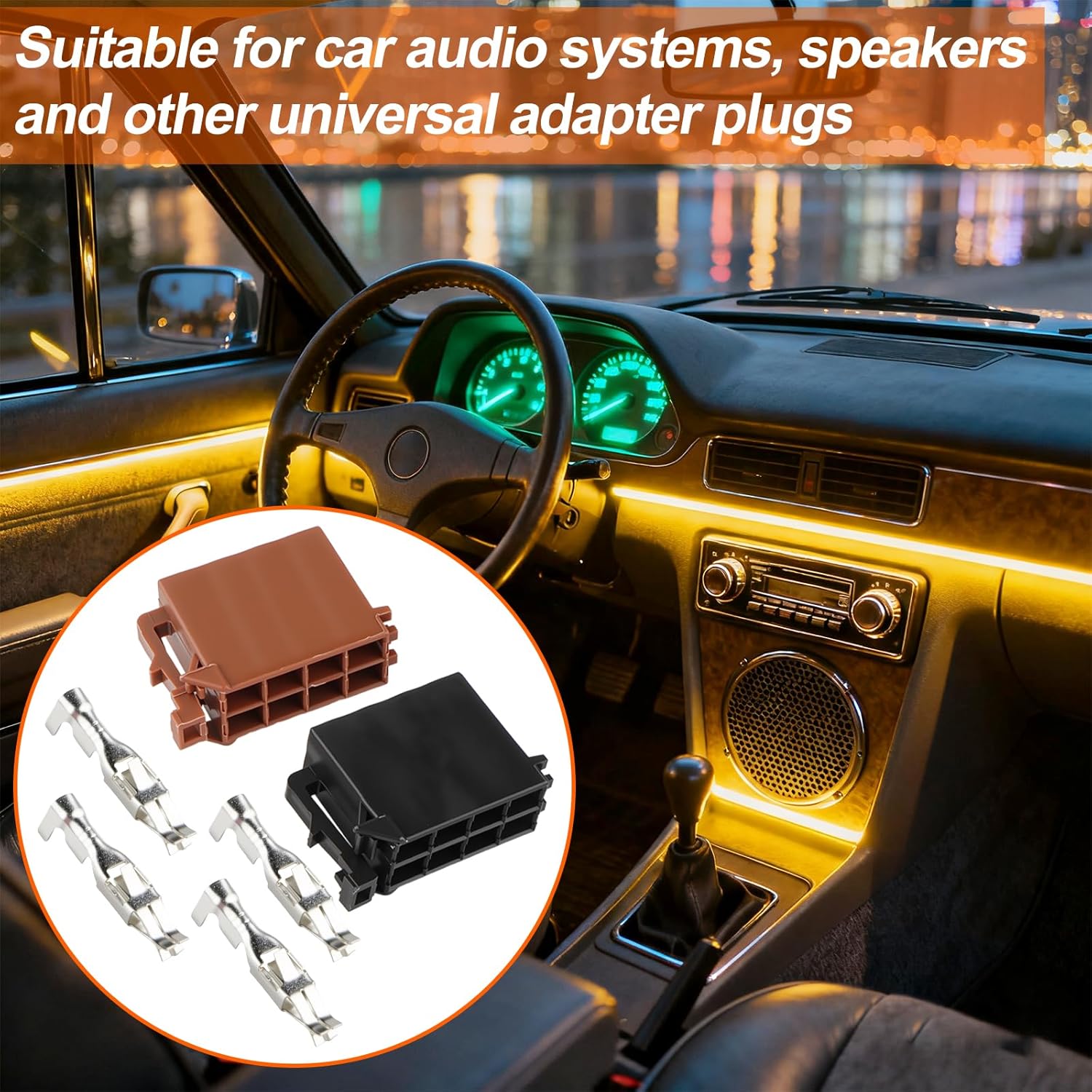 Set mit 2 8-poligen Autoradio-Steckerklemmen mit 16 ISO-Steckerstiften, 4 Türverkleidungswerkzeug, Lautsprecherstecker, Autoradio-Zubehör, Radio-Adapter, Universal-Gehäuse-Montageset – Bild 6
