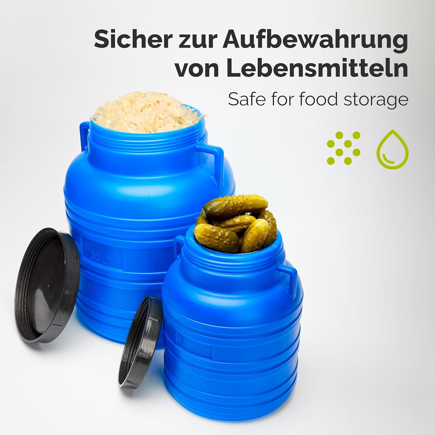 Garronda 40 Liter Weithalsfass aus BPA-freiem Futterfass, Universalfass, Futtertonne, Regentonne für den Garten, Regentonne mit Deckel, Regenwassertonne für den Garten, Wassertonne GD-0078, Blau – Bild 5