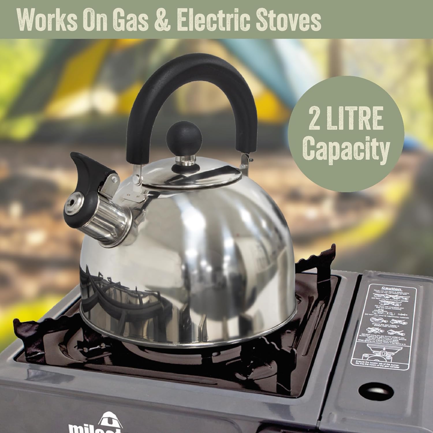 Milestone Camping Pfeifkessel Teekanne Kaffeekanne Indoor Outdoor Camping Wandern Picknick – Bild 5