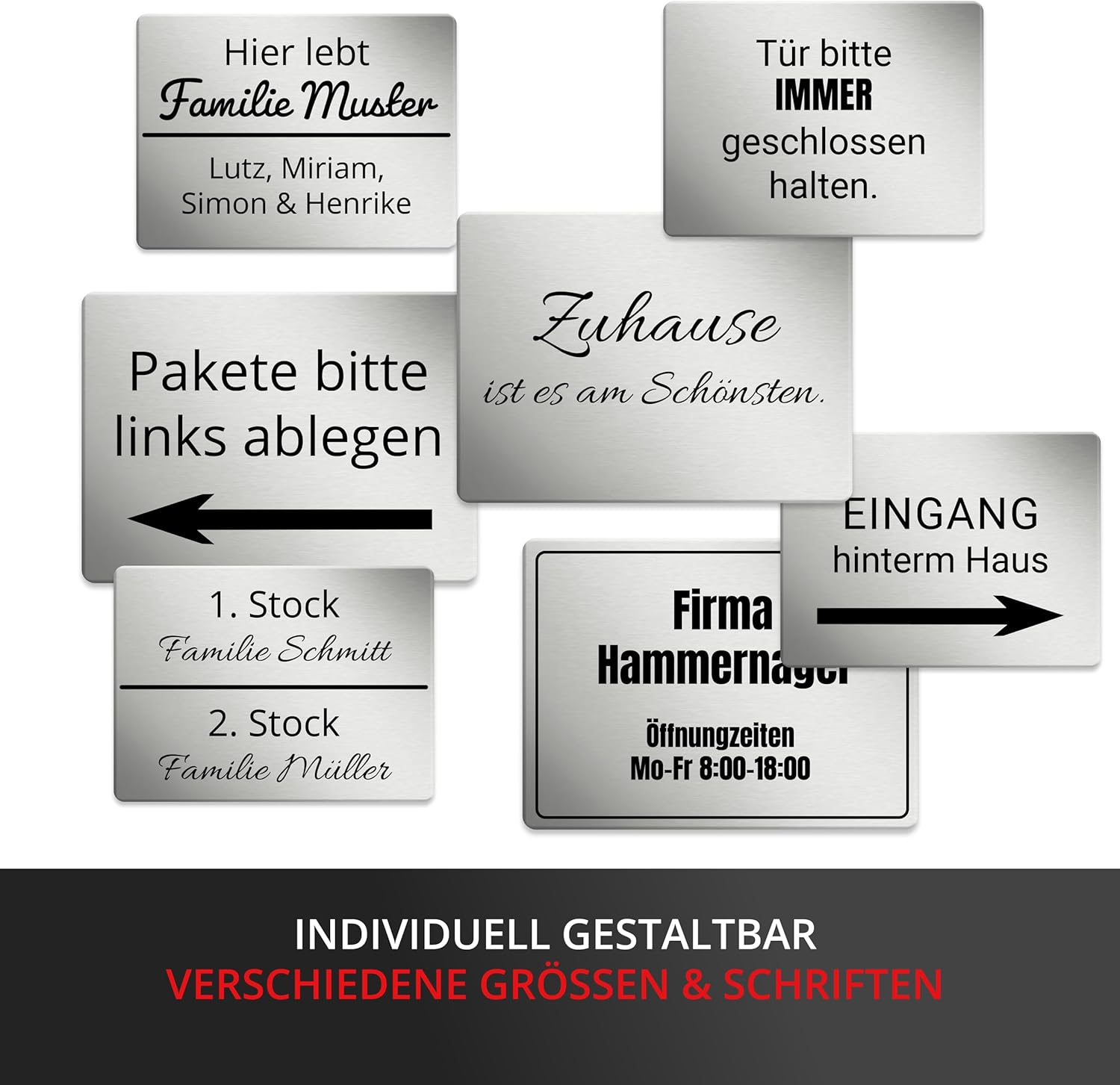 Schild selbst gestalten, individuelles Schild für den Außenbereich als Name, Hausnummer & Straßenname, Hausnummernschild, Namensschild, Firmenschild, personalisiert & wetterfest – Bild 2